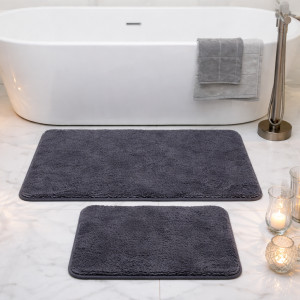 Set Covorașe de baie cu spate antiderapant Dark Grey