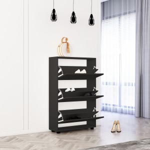 Dulap pentru pantofi Mobildor Leo 3 uși 125x80x27 cm Anthracite