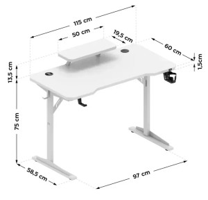 Masă gaming Leader 5.1 White