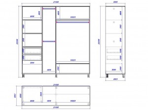 Шкаф-купе Mobildor Aron 210x220x60 см Wenghe