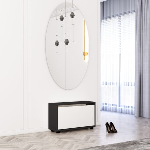 Comodă pentru pantofi Mobildor Leo 1 ușă 47 x 100 x 27 cm Anthracite/White