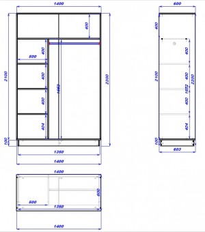 Dulap-cupe Mobildor Fox 140x220x60 cm Wenghe