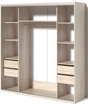 Dulap-Cupe Fabrik Home 2 oglinzi 200x216x60 cm Stejar sonoma