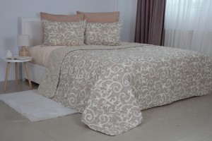 Покрывало + 2 Наволочки TEP ELEGANT COTTON 220 x 240 см Beige and White