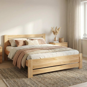 Pat din lemn KLEN Karoline 140 x 200 cm Natural