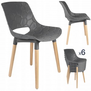 Набор из 6 скандинавских стульев JUMI Davis Grey