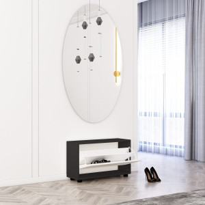 Comodă pentru pantofi Mobildor Leo 1 ușă 47 x 50 x 27 cm Anthracite/White