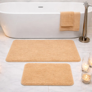 Set Covorașe de baie cu spate antiderapant Camel