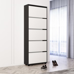 Dulap pentru pantofi Mobildor Leo 5 uși Anthracite/White