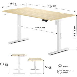 Masă gaming Sense7 Nojo 140 x 70 cm White Pine