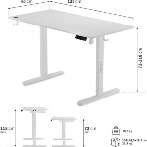 Masă gaming Sense7 Nojo 120 x 60 cm White