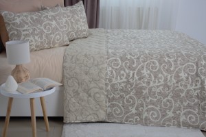 Покрывало + 2 Наволочки TEP ELEGANT COTTON 220 x 240 см Beige and White