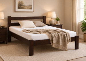Деревянная кровать Mebel Lev SONIA 140 x 200 см Темный орех