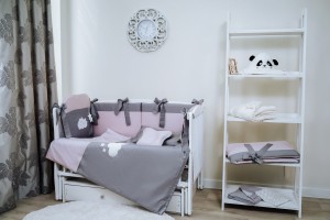 Детское постельное белье из 8 предметов Perna Mea Satin Urs Grey