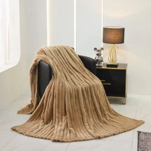 Покрывало Relaxe Home Striped Fleece Beige