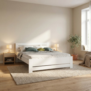 Pat din lemn KLEN Karoline 160 x 200 cm Alb