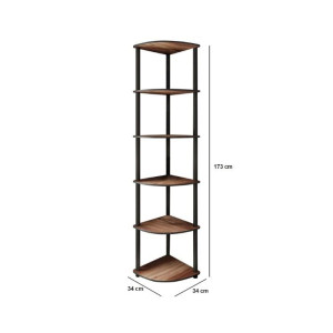 Raft Hanah Home Bookcase 6 Corner Walnut