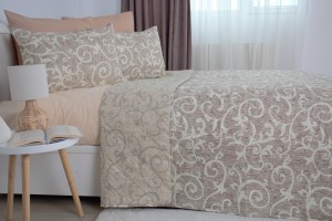 Покрывало + 2 Наволочки TEP ELEGANT COTTON 220 x 240 см Beige and White