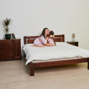 Pat din lemn MobiCasa L 210 140 x 200 cm Brown