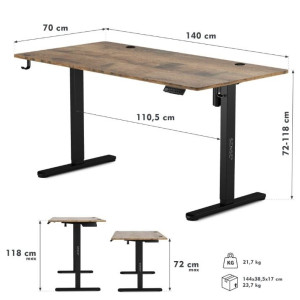 Masă gaming Sense7 Nojo 140 x 70 cm Black Oak