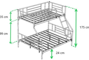 Pat supraetajat pentru copii Evger R-70XL 90/140 x 200 Grey