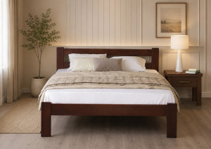 Деревянная кровать Mebel Lev SONIA 140 x 200 см Темный орех
