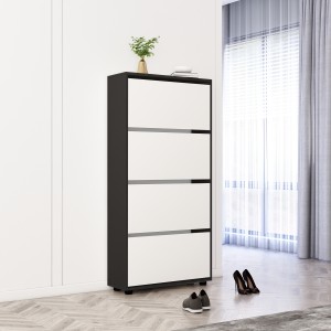 Dulap pentru pantofi Mobildor Leo 4 uși 164x80x27 cm Anthracite/White