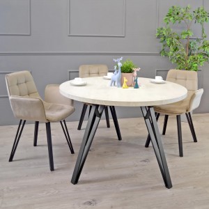 Кухонный стол DP Tokyo Rondo 130x130x75 см Шелковый камень/Black