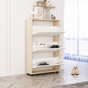 Dulap pentru pantofi Mobildor Leo 3 uși 125x60x27 cm Sonoma/White