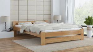 Pat din lemn MM Niva 140 x 200 cm Beige