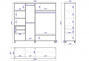 Шкаф-купе Mobildor Aron 230x220x60 см Alb Briliant