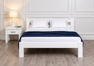 Pat din lemn Mebel Lev SONIA 180 x 200 cm Alb