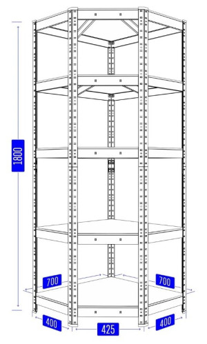 Стеллаж Horeca Nex Budget 180 x 70 x 40 cm (угловой) Galvanizat
