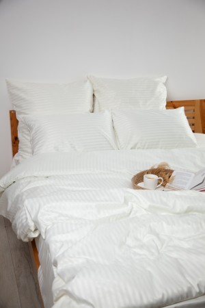 Set de lenjerie pentru pat TEP Stripe Satin 200 x 220 cm Pure White