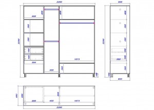 Dulap-cupe Mobildor Aron 220x220x60 cm Wenghe