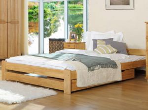Pat din lemn MM Niva 140 x 200 cm Beige