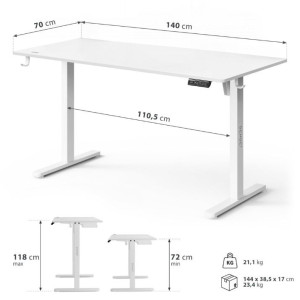 Masă gaming Sense7 Nojo Light 140 x 70 cm White