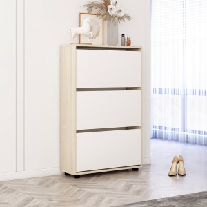 Dulap pentru pantofi Mobildor Leo 3 uși 125x60x27 cm Sonoma/White