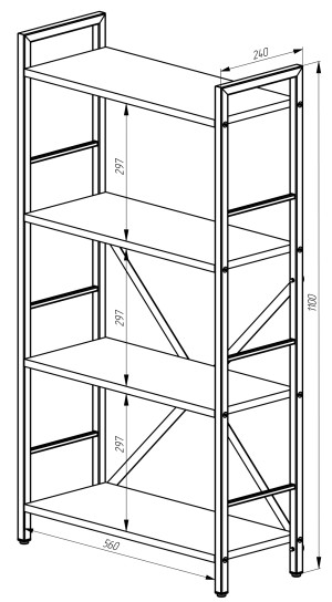 Стеллаж Nex Loft 110 Anthracite/Oak Artisan