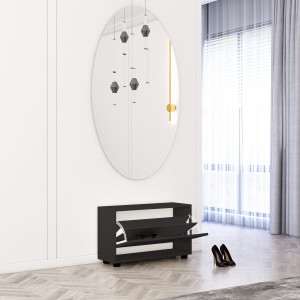Comodă pentru pantofi Mobildor Leo 1 ușă 47 x 70 x 27 cm Anthracite