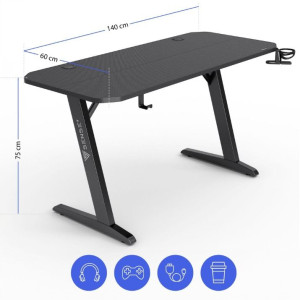 Masă gaming Sense7 Nomad Basic 140 x 60 cm Black