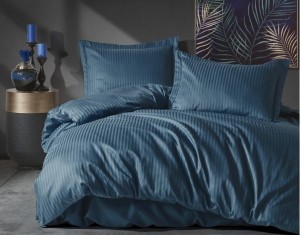 Set de lenjerie pentru pat CottonBox Stripe Mavi
