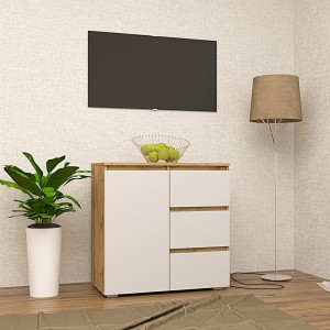 Comoda Yasen Duo 800 1D3S White/Stejar Artisan