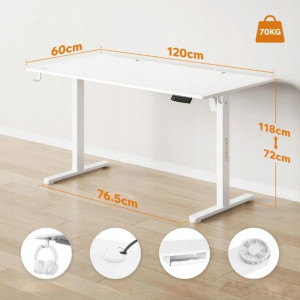 Masă gaming Sense7 Nojo 120 x 60 cm White