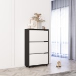 Dulap pentru pantofi Mobildor Leo 3 uși 125x80x27 cm Anthracite/White