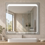 Oglindă cu iluminare LED Bayro Alfa 3C 80 x 80 cm 