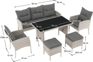 Set de mobilier pentru grădină Tempo Kondela Lalen TK-0000371811 Light Gray/Gray