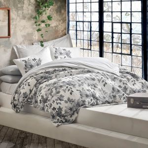 Set de lenjerie pentru pat Cotton Box Volante Gri 200 x 220 cm 