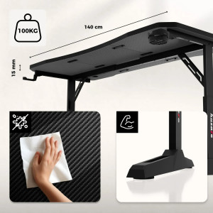 Masă gaming Hero 3.6 + mousepad Black