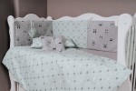 Lenjerie de pat pentru copii Perna Mea Set Baby Panda 120x60 cm Turquoise